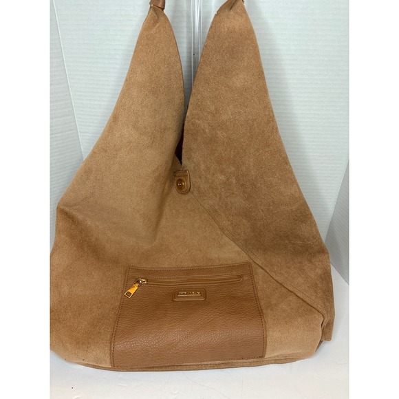 Shiraleah Tan Vegan Leather Reversible Hobo Bag Slouchy Tote Camel Brown - Picture 3 of 6